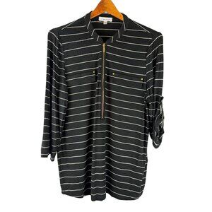 Preppy Coastal Grandma Calvin Klein Half Zip Blouse, Women's Size Large